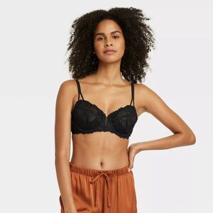SALE! NWT- TWO Auden PLUNGE LINE underwire unlined Black 36B Balconette Bra